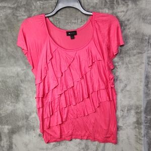 Vibrant Pink Ruffled Top. Size XL